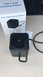 9 in 1 Docking Station 15W Wireless Charging USB C Hub Multiport Adapter
