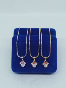 Kalung itali kaca anak + liontin kepala minie mouse mp kombi mt pink/ kalung perak asli silver 925 lapis emas/ kalung fashion terbaru