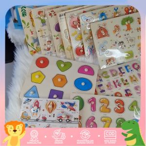 Puzzle Edukasi Anak Kayu Knob Belajar Shape (Bentuk)