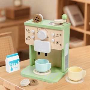 เครื่องชงกาแฟไม้ของเล่นสําหรับเด็กของเล่นครัวจําลองแกล้งเล่นเล่นอุปกรณ์ครัวสําหรับเด็กหญิงและเด็กชาย