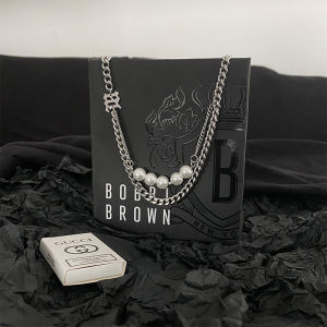 Carmen Original Design Double Layered Pearl Necklace Titanium Steel Mens Fashion Hip Hop Personality Street Sweater Chain Accessory