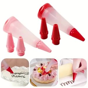 Reusable Piping Bag Set Pastry Decoration Pen Set with 3 Silicone Tips Reusable Cake Decoration Tools Random Colors