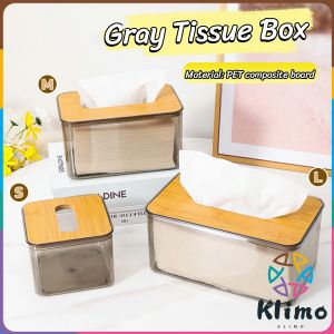 KLIMO Tissue Box Gray Transparent Nordic Style Paper Roll Box Desktop Storage Box S/M/L