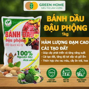 Mua 5 tặng 1 - Bánh Dầu Đậu Phộng Greenhome Bao 1kg Phân Bón Hữu Cơ Hàm Lượng Đạm Cao Chuyên Hoa Rau Củ Quả Kiểng