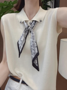 Shalldoer | Fashionable Knitted Top No-Color Collision Ladies Summer Sleeveless Vest Scarf Matching Small Fragrance Style High End Clothing