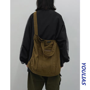 Retro Japanese Style Canvas Tote Bag Large Capacity Single Shoulder Commuter Bag for Female University Students Class Bag