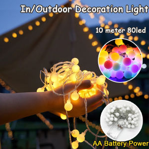 10M LED Ball Light String Fairy Lights Outdoor Camping Tent light Battery Operated Christmas Light for Hoom Wedding Party Christmas Decoration