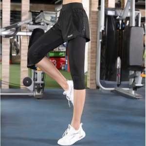 🇲🇾STOK KL FELLO Plus Size Lady Women Fake Half Pant Side Pocket Sportwear Yoga Exercise Gym Running Dry Fit Pants Legging Pant