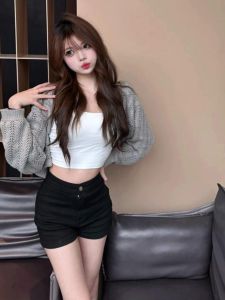 เสื้อคาร์ดิแกนถักสีเทา ทรงหลวม แขนยาว ทรงสั้น สำหรับผู้หญิง ฤดูใบไม้ร่วง 2024 แฟชั่นเกาหลี ผ้าฝ้ายผสมโพลีเอสเตอร์