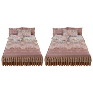 Luxury Ice Silk Bedding Set 3 Pieces with Ruffle Bed Skirt and Pillowcases Elegant Design for Wedding and Home Decor