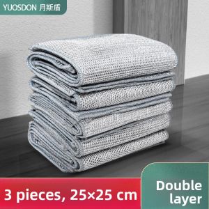 Double Layer Large Size Steel Wire Cloth Silver Thread Dishwashing Cloth Pot Cleaning Scrubber Washcloth Utility Household Tool