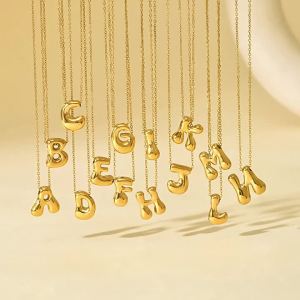 Cartoon Bubble 26 One English Letter Necklace Classic All-Match Clavicle Chain Jewelry Women