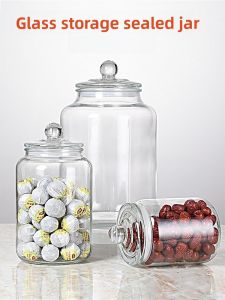 New Large Capacity Glass Lead-Free Sealed Storage Jar Kitchen Medicine Sample Bottle Tea Leaf Container Home Use round Shape