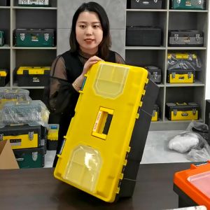 ส่งจากไทย กล่องเครื่องมือช่าง กล่องพลาสติกคุณภาพดี 3 ขนาด สีดำ/เหลือง มีถาดบนทุกกล่อง