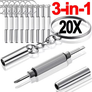 1/20pcs Steel Glasses Screwdriver Eyeglass Screwdriver  Portable Stainless Steel Keychain Screwdriver Eyeglass Sunglasses 3 in 1 Repair Kit Tools