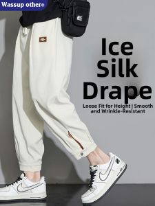 Loose Ice Silk Tapered Cool Feeling Sport Casual Pants for Men