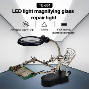 3.5X-12X Desktop Welding Magnifying Glass with LED Light Electronic Inspection and Repair Magnifying Glass Desktop with Alligator Clip Welding Tool Magnifying Glass