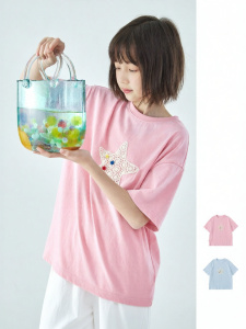 KECHU | Luck Star Cut Out Thin Knit Loose T-Shirt for Medium to Large Girls