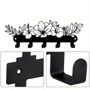 CIFbuy | Islamic Wall Art Iron Key Holder Arabic Blessing "Protect Our Home" Metal Key Rack with Hooks Eid Gift for Entryway Home Decor