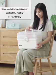 LivingArt Large Medicine Storage 3 Tier Medicine Cabinet Portable Large Capacity First Aid Kit Storage Box Plastic Multifunctional Home with Handle Medicine Cabinet Home#CD041