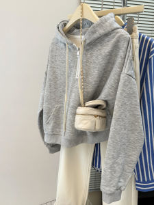 Spring Autumn New Style Thin Hoodie Womens Loose Slimming Casual Versatile Half Zipper Trendy Top Polyester Cotton Blend