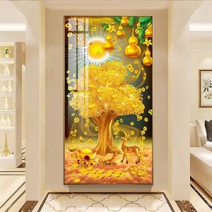 Gold Money Tree Diamond Painting 2024 New Style Living Room Deer Diamond Embroidery Modern Simple Frameless Artwork Wall Decor