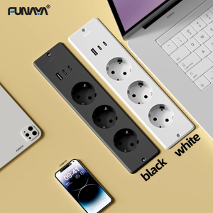 FUNAYA EU KR Built-in Embedded Hidden Desktop Socket with USB Type-c Power Outlet Office Furniture Multi Slot Extension Socket