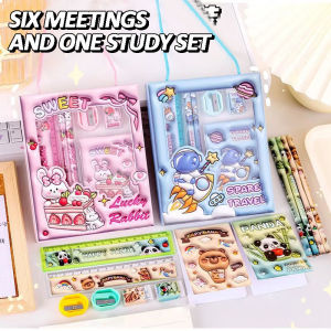 Pencil Case Set Three-Dimensional Cartoon Stationery Six-Piece Set Pencils For Kid Stationery Student Gift