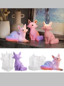 3D Cartoon Glossy Fox Silicone Mold Crystal Glue Morning and Evening Tea Ornaments Ornament Decoration Mold