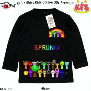 KFS 353 Atasan Baju Anak Lengan Panjang Kaos Sprunki Viral Bahan Katun Laki-laki Perempuan