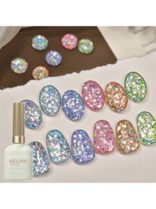 Sơn Móng Tay Nhũ Bạc XEIJAYI 6 Lọ 15ml Bộ Sưu Tập Tuyến Tính Lớp Phủ Gel Bán Vĩnh Cửu Chuyên Dụng Cho Trang Trí Nail Nghệ Thuật