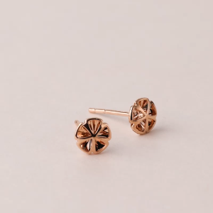 Chow Sang Sang 周生生 Minty Collection 18K Rose Gold Blooming Hollow Floral Earrings 92796E
