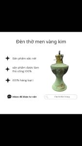 Đèn thờ men vàng kim lưỡng long hàng loại 1