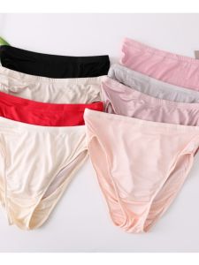 Silk Mulberry Silk Knitted Underwear Women Knitted Comfortable Breathable Lightweight Simple Plus Size Sheath Mid-Waist Briefs
