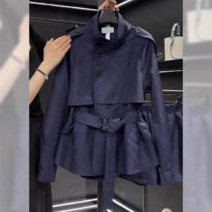 HUANJI | Áo Khoác Trench Xanh Thời Trang Trẻ Trung Nữ
