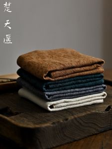 Chutianyao Cotton Linen Tea Towel Chinese Embroidered Double Layer Thickened Clean Square High Absorbency No Fading Tea Ceremony Accessories