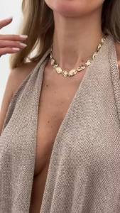 Salircon Vintage Creative Irregular Gold Color Metal Necklace Bracelet Set Women Simple Geometric Clavicle Chain Daily Jewelry
