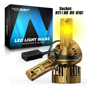 4300K Amber Light Novsight T24Y LED Headlight Bulb H4 H7 H11 9005/HB3 9006/HB4 LED Lights for Car High/Low Beam Fog Light 130W 28000LM Super Bright Plug&Play 2Pcs