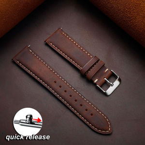 14mm 16mm 18mm 20mm 22mm 24mm Business Watch Strap Vintage Dark Brown Quick Release Watchband for Samsung Galaxy Watch 8/7/6/5/4
