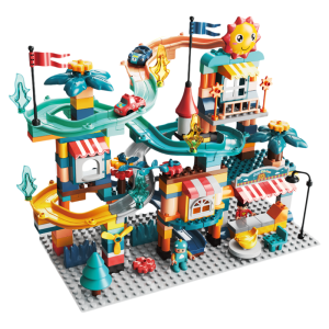 FEELO | Large-Piece Rotating Racecar Track Building Blocks for Children 3-6 Years Old