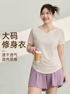 plus Size Yoga Fitness Clothing Womens Sport Short Sleeve Quick Dry Slimming Running Thin Summer T-Shirt Fitness Suit Set