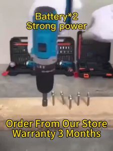 2 battery + hammer drill function yellow/Blue strong power hand drill 48V168V Cordless Drill Electric Hammer Impact 2 Battery Case Screwdriver Accessories set cordless drill cordless drill