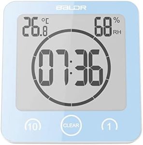 BALDR LCD Digital Waterproof Bathroom Wall Clock Shower Clocks Timer Temperature Humidity Kitchen Wash Room Timers