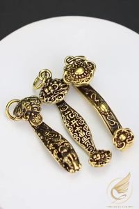 Móc Khóa Phong Thủy Gậy Như Ý Thần Tài Cầu May Mắn Móc Khóa Vương Trượng Như Ý Trang Trí - Đồ Đồng Thuận Tâm