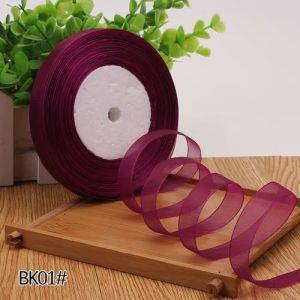 (50Yards/roll) Organza Ribbon 12/15/20/25/40mm Wholesale Gift Bows Wrapping Decoration Christmas Party Silk Ribbons Lace Fabric