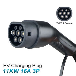 Isigma 16A 32A EV Charger Type2 Female Plug IEC62196-2 Adapter 11KW 22KW One/Three Phase Convertor for Electric Car Vehicle
