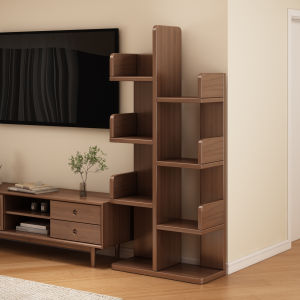 ZHUOHE | Walnut Corner Tree-shaped Space-saving Bookshelf