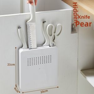 Wall-Mounted Slim Plastic Concealed Knife Rack