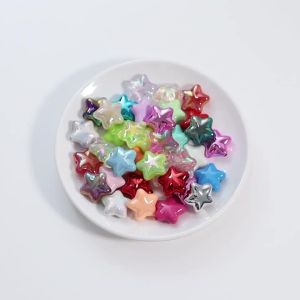10pcs Multicolor Shiny Star Acrylic Beads Straight Hole Loose Spacer Bead For Jewelry Making DIY Bracelet Necklace Accessories