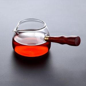 Heat Resistant Glass Public Cup Tea Dripper Real Wood Detachable Tea Brewing Device Gongfu Tea Sea High Borosilicate Anti-Scald